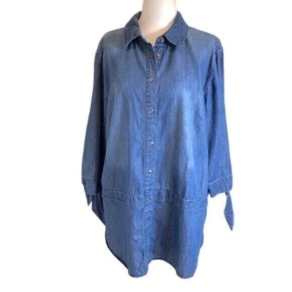 Lane Bryant Chambray Business Casual Everyday Shirt 14/16 - Picture 1 of 7